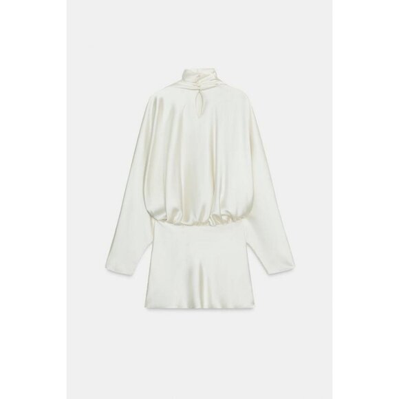 ZARA SATIN FOULARD SHORT DRESS - Picture 8 of 9